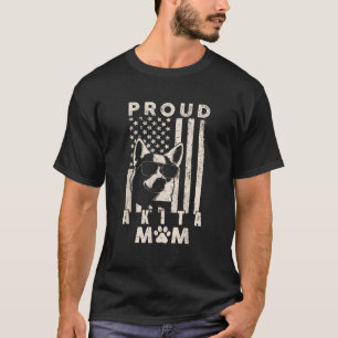 T-shirt Fière Maman de Chien Akita Drapeau Américain Chien
