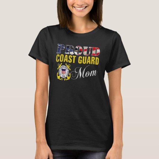 T-shirt Fière Maman De La Garde Côtière Avec Drapeau Améri (Devant)