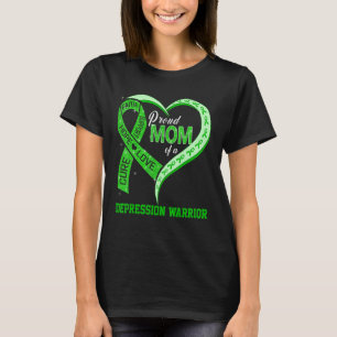 T-shirt Fière Maman D'Un Guerrier De La Dépression Ruban C