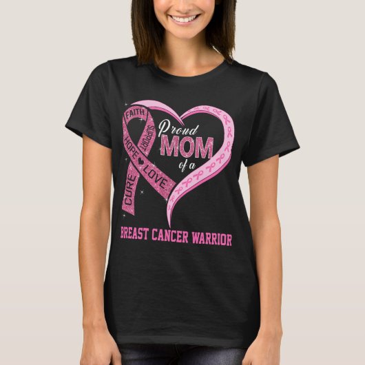 T-shirt Fière Maman D'Un Guerrier Du Cancer Du Sein (Devant)