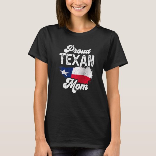 T-shirt Fière Maman Texane Pride dit Patriotique Texas Mot (Devant)