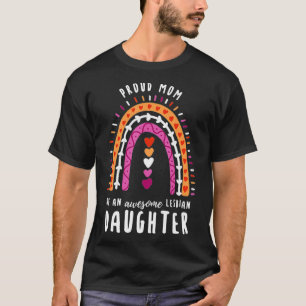 T-shirt Fière mère lesbienne fille arc-en-ciel 