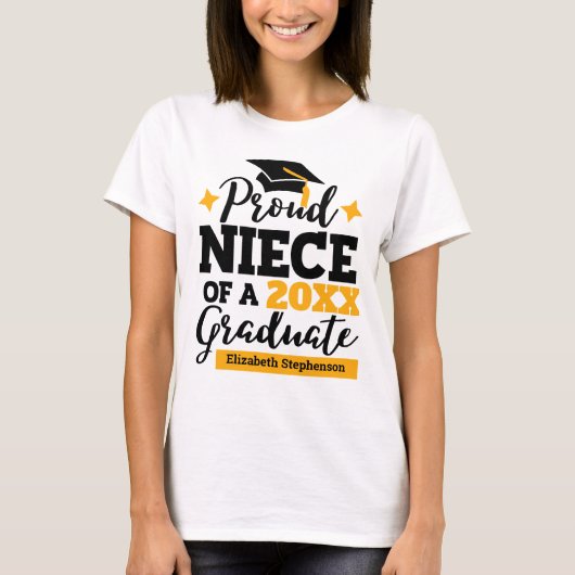 T-shirt Fière nièce d'un 2022 diplômé en or noir (Devant)