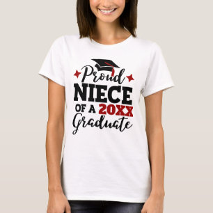 T-shirt Fière nièce d'un diplômé 2022 noir rouge tassel