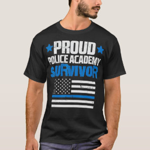T-shirt Fière Police Academy Survivor US Drapeau mince Blu