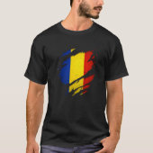 T-shirt Fière Roumanie déchiré drapeau roumain (Devant)