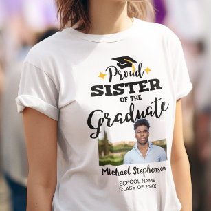 T-shirt Fière Soeur de la diplômée nom de la photo