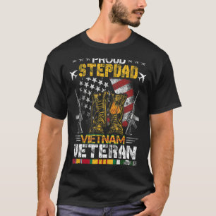T-shirt Fière Stepdad Du Vietnam Vétérinaire Drapeau Améri
