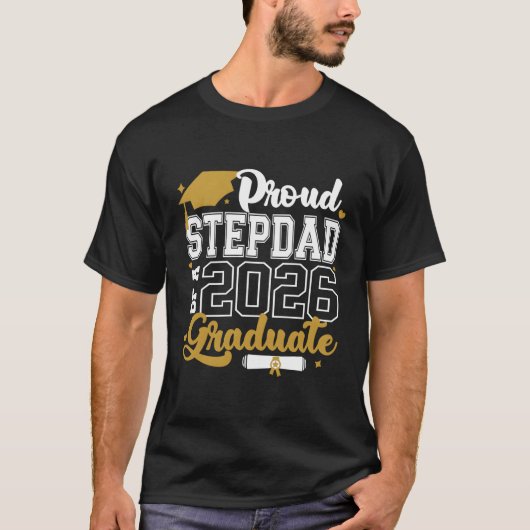 T-shirt Fière Stepdad D'Un Diplômé Supérieur De 2026 En 20 (Devant)