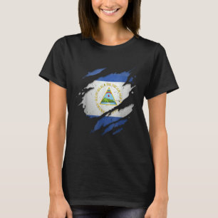 T-shirt Fière Torn nicaraguayenne arraché le drapeau nicar