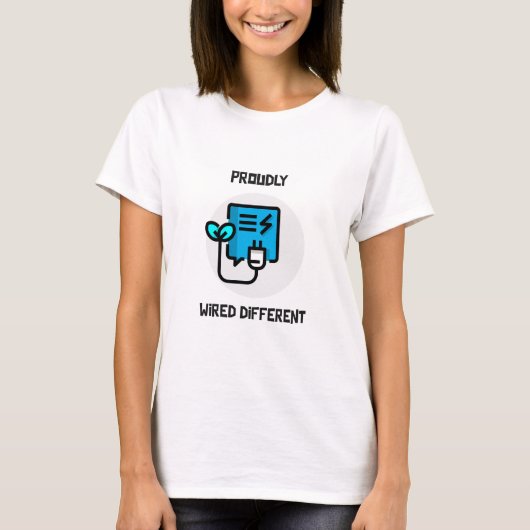 T-shirt Fièrement connecté différent - tee de la neurodive (Devant)
