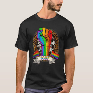 T-shirt Fiers Ally Arc-en-ciel main poing Lgbt Pride Leopa