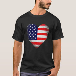 T-shirt Fierté 4 juillet Retro Usa Drapeau Coeur Américain