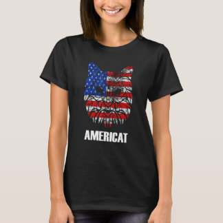 T-shirt Fierté Américaine Chat Patriotique 4 Juillet Améri