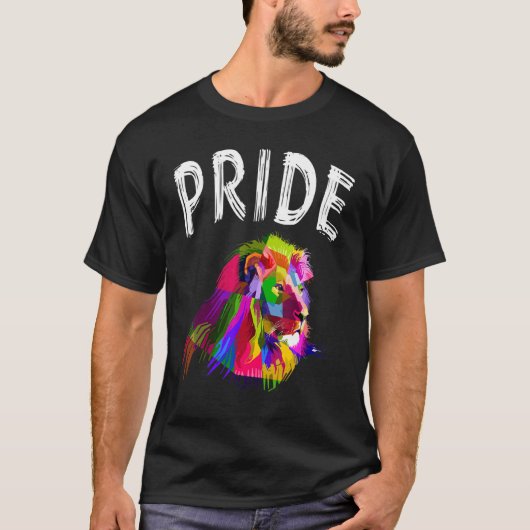T-shirt Fierté Arc-en-ciel Drapeau Graphique Lion Droits h (Devant)