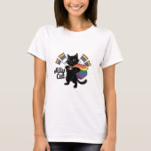 T-shirt Fierté Chat - LGBTQIA2S+ Conception Ally Chat (Devant)