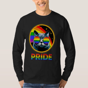 T-shirt Fierté de chat mignon arc-en-ciel LGBTQ LGBT Gay L