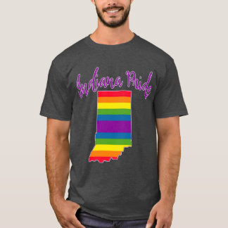 T-shirt Fierté de l'Indiana avec des rayures arc-en-ciel