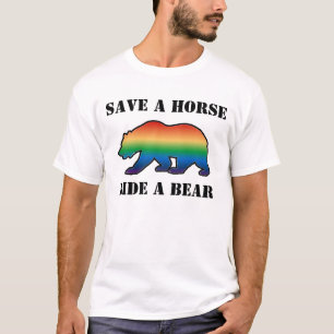 T-shirt Fierté d'ours gay Sauver un cheval monter un ours
