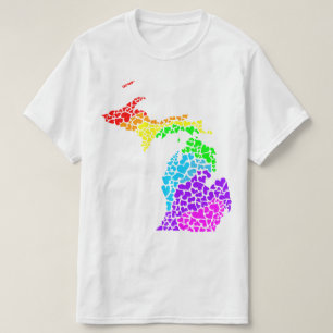 T-shirt fierté du Michigan : coeurs d'arc-en-ciel