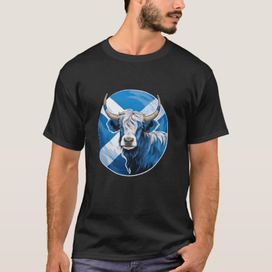 T-shirt Fierté écossaise Vache des Highlands Drapeau d'Éco (Devant)