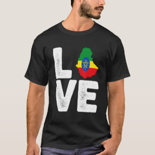 T-shirt Fierté éthiopienne Amour Éthiopie Drapeau Carte Hi