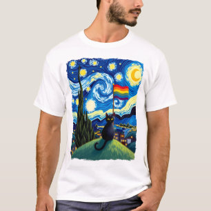 T-shirt Fierté Gay Art de Chat Style Nuit Étoilée LGBTQ