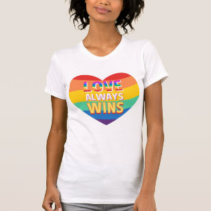 T-shirt Fierté gay- l'amour gagne toujours. Couleur arc en