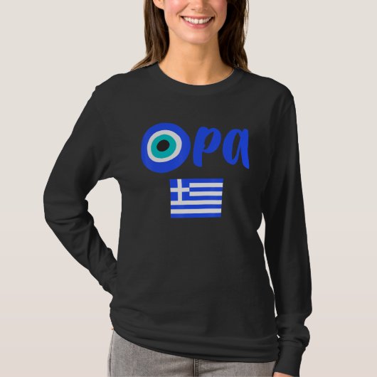 T-shirt Fierté grecque Opa Mauvais œil Hellas Grèce Drapea (Devant)