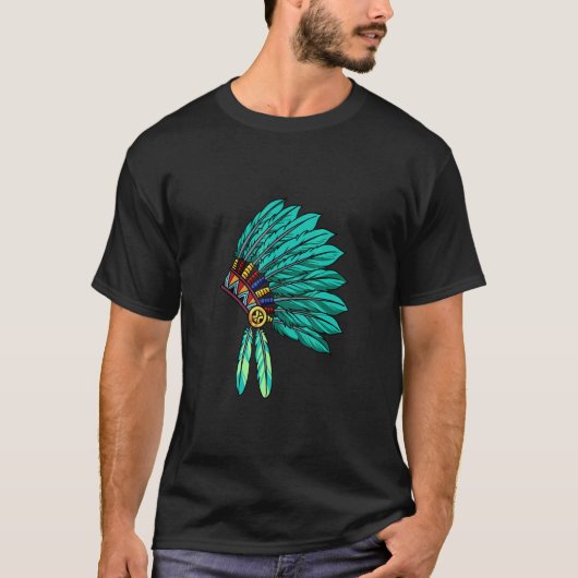 T-shirt Fierté indienne du coiffure amérindienne (Devant)