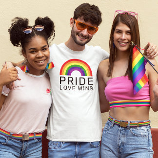 T-shirt Fierté L'Amour Gagne Arc-en-ciel Hommes Blanc
