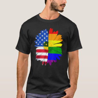 T-shirt Fierté LGBT Daisy Heart Rainbow American Flag Flow