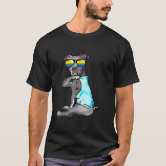 T-shirt Fierté LGBT de Pitbull Gay I Love Dad Tattoo Dog 