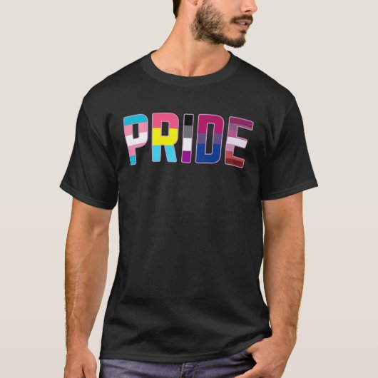 T-shirt Fierté LGBT drapeaux pour Pan Trans Bi Lesbian Ase (Devant)
