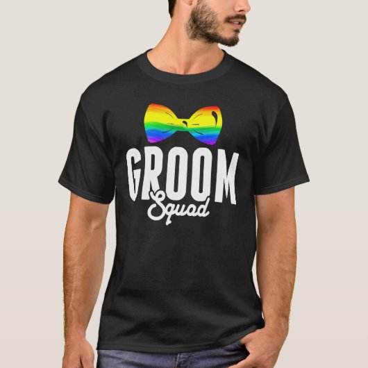 T-shirt Fierté LGBT Équipe du marié Gay Enterrement de vie (Devant)
