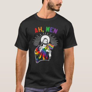 T-shirt Fierté LGBT Jésus Arc-en-ciel Ah Hommes Christian 