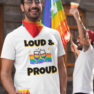 T-shirt Fierté LGBT Loud et fière Rainbow Vins