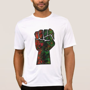 T-shirt fierté noire drapeau rouge vert poing panafricain