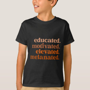 T-shirt Fierté noire mélanisée élevée motivée éduquée