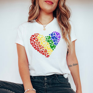 T-shirt Fierté Papillon Coeur - LGBTQ+ Couleurs du drapeau