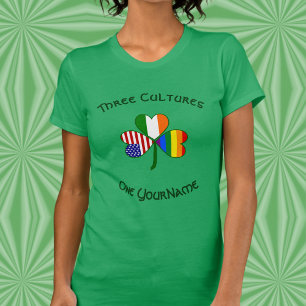 T-shirt Fierté personnalisée Irlande États-Unis Shamrock F
