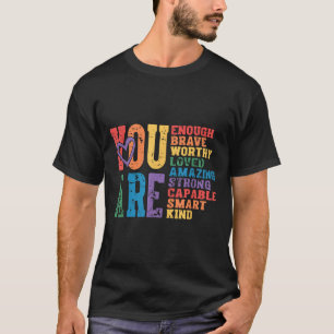 T-shirt Fierté Rétro Santé Mentale Vous Êtes Suffisant Cou