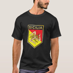 T-shirt Fierté Sicilienne - Crête Et Bouclier Drapeau Sici