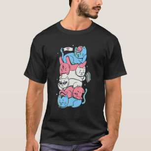 T-shirt Fierté transgenre Funny Kawaii Kitty Stack Tra