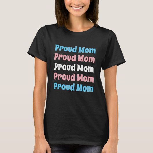 T-shirt Fierté transgenre LGBTQ Fier Maman Texte répété (Devant)