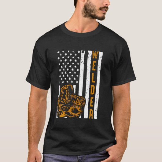 T-shirt Fierté Usa Drapeau Hommes Papa Père Soudage (Devant)