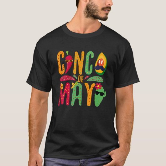 T-shirt Fiesta Cinco De Mayo Sombrero Mexicaine Camisa 5 D (Devant)