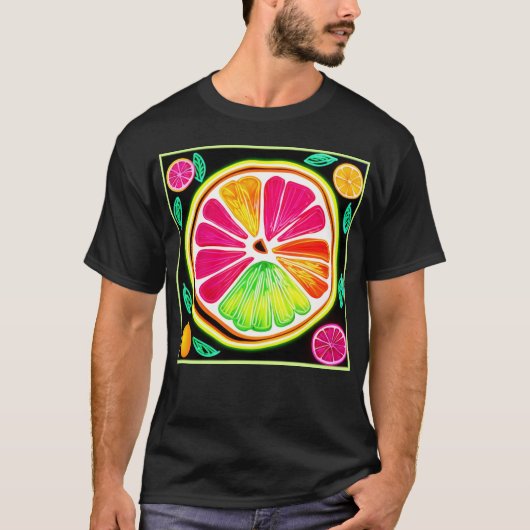 T-shirt Fiesta de fruits d'agrumes de néon (Devant)