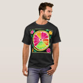 T-shirt Fiesta de fruits d'agrumes de néon (Devant entier)