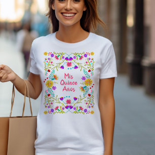 T-shirt Fiesta mexicaine Quinceanera floral d'Anos de
